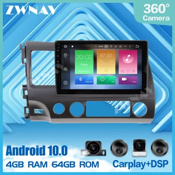 360 Kamera DPS Android 10.0 Automobilio Multimedijos grotuvo Honda Civic 2006 m. 2007-2012 garso radijas stereo GPS navigacijos IPS galvos vienetas