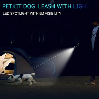 Petkit Ištraukiama LED 3m Šuns Pavadėlio Mažiems Šunims iki 66 lbsUSB Įkrovimo Vieną Mygtuką BrakDog su Pavadėliu Patogi Rankena