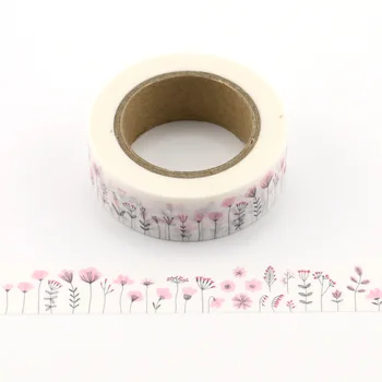 Naujas 10vnt/set 15MM*10M pink gėlių, Dekoratyvinių Washi Tape Knyga 