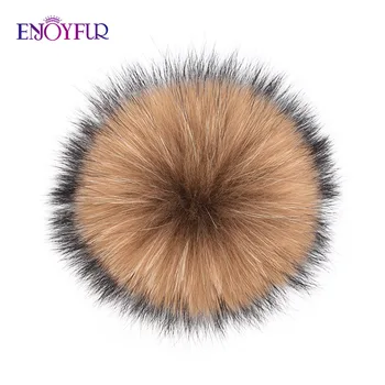 ENJOYFUR nekilnojamojo meškėnas kailių pompom kamuolį, skrybėlės moterų kokybės fox fur pompoms, moterims, vaikams, įdėti į žiemos kailio kepurę & bžūp beanies