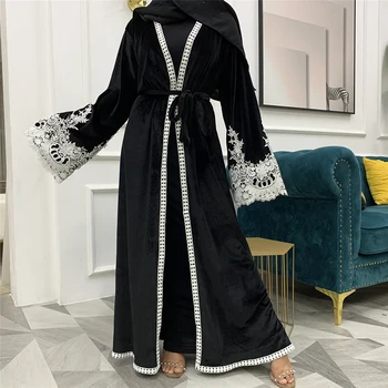 2020 M. Naujo Dizaino Aukštos Kokybės Graži Mergina Kuklus Mados Aksomo Cardigan Musulmonų Fow Moterų Dubajus Abaja Artimųjų Rytų Arabų Ramadanas