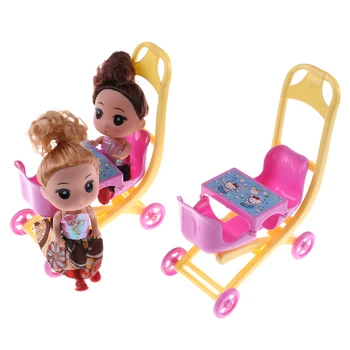 ZTOYL Mini Kawaii 2vnt Lėlės+1pc vežimėlis Dvivietis Vežimėlis acc namas Baldai vaikas žaislai, Vežimėliai Vežimėlis Darželio Žaislai