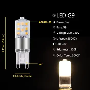 G9 LED Kukurūzų Lempos Keramikos 5vnt/daug 230V 2.5 W SMD2835 16PCS Led Lemputė G9 Šviesos Šaltinis