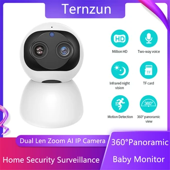 AI Dual Len Zoom Belaidė IP Kamera, WiFi ir SPINDULIŲ Naktinio Matymo Balso Skambučio Kūdikio stebėjimo Protingo Namo Apsaugos Stebėjimo Kameros