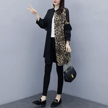 Plus Size Ilgi Marškinėliai Moterims 2021 M. Pavasario Vasaros Trumpomis Rankovėmis Palaidinė Negabaritinių Prarasti Leopard 
