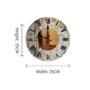 Raundas Akrilo Silent Sieninis Laikrodis Modernus Dizainas, Vintage Kaimiškas Retro Laikrodis Kambarį Home Office Kavinė Apdaila Meno Didelės Žiūrėti
