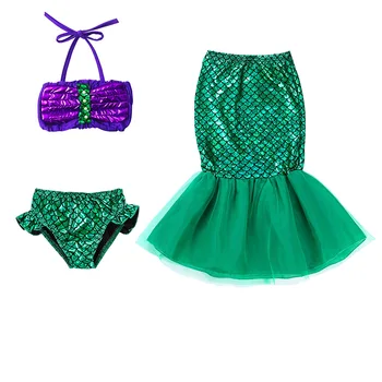 Mergaitės, Ariel Mermaid Dress Vaikai Cosplay Princesė Kostiumas Išgalvotas Žalios Suknelės, Helovinas, Kalėdos, Gimtadienis Drabužiai