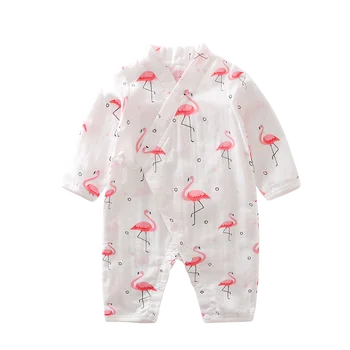 YiErYing Naujagimių Romper Flamingo Baby Girl Rompers Medvilnės Ilgomis Rankovėmis Muslino Kūdikių Pižama