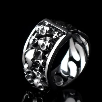 2020 m. naujas nekilnojamojo grynas S925 sterlingas sidabro žiedas vyrų ir moterų pora modelių mados asmenybės kaukolė vyrų žiedas