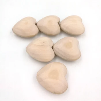 30PCS 40mm natūralūs mediniai širdies didelis stambusis valentino meilės 