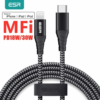 ESR USB C Žaibo Pfi žaibo Kabelis 2M 1M C Tipo PD Greito Įkrovimo Įkroviklis Duomenų Kabelis, skirtas 