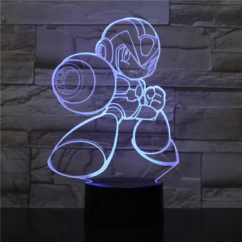 Rockman Pav USB 3D LED Nakties Šviesos Daugiaspalvis RGB dekoratyvinės šviesos Berniukai, Vaiko, Vaikams, Kūdikių Dovanos Žaidimas Megaman Stalo Lempa Lovos