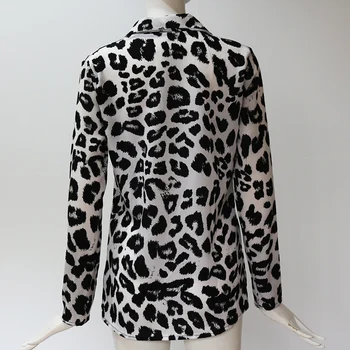 Šifono Palaidinė Ilgomis Rankovėmis Seksualus Leopardas Spausdinti Palaidinė Ruožtu 2019 M. Rudenį Lady Office Marškinėliai Tunika Atsitiktinis Palaidų Viršūnes Plius Dydis Blusas