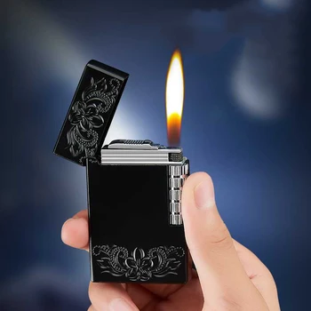 Kūrybos metalinis žiebtuvėlis atvira ugnimi cigarečių atskirų varantys lengvesni butano dujų ryškus garsas