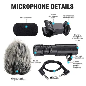 Nešiojamų Kamera, Mikrofonas, Triušio Plaukų Video Interviu Kryptinis Mikrofonas Įrašymo Karabinai Mic su Shock Mount 