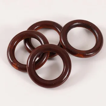 55mm 20pcs Tamsiai kavos spalva vintage medžio žiedas medienos linijos rudos apvalios mediniai karoliukai 