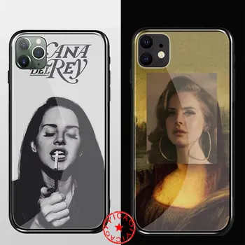 Lana Del Rey Juokinga Mados Grūdintas Stiklas Case for iphone 5 5S SE 6 6S 7 8 Plius 11 Pro X XR XS Max Pro Dangtelį