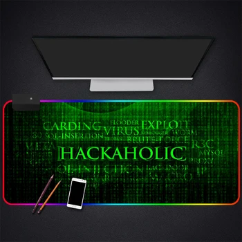 Anime Hacker Gaming RGB Kilimėlis Didelis Fiksavimo Krašto Speed Žaidimas Žaidėjus LED Pelės Padas Minkštas Nešiojamas kompiuteris Notebook Kilimėlis