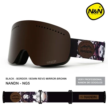 NANDN slidinėjimo akiniai dukart sluoksnių UV400 anti-rūko didelis slidinėjimo kaukę, akinius, slidinėjimo, vyrų, moterų, sniego snieglentės akiniai NG5