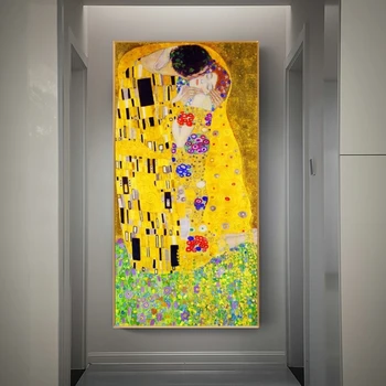 Garsaus Menininko Gustavo Klimto bučinys Abstrakčiai Naftos Tapyba ant Drobės Spausdinti plakatus Sienos Nuotraukas Kambarį Cuadros Dekoras