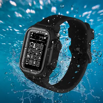 Silikono Sporto Diržu, Apple Watch Band 42mm 44mm Vandeniui Atveju iWatch Serijos 4 3 2 Riešo Juostos Apyrankę Apsauginis Dangtelis