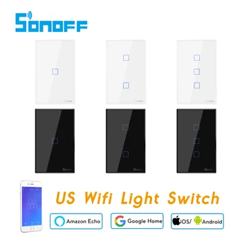 Sonoff Smart Wifi Sienos Touch Ligtht Jungiklis TX T2 T3 JAV , eWelink APP 433 RF Nuotolinio Valdymo, Darbo su Alexa 