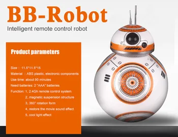 Drop Laivyba 17cm Star RC 2.4 G BB Robotas Atnaujinti Nuotolinio Valdymo BB-8 Robotas Intelligent Su Garso RC Kamuolys Vaikas Dovana Berniukas Žaislas filmas