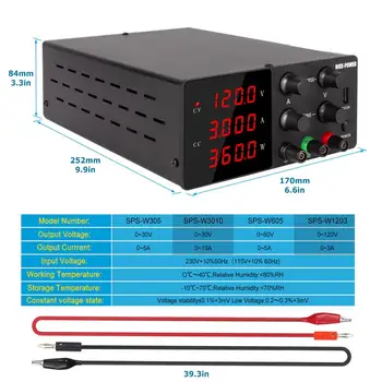 120V 3A Reguliuojamas Maitinimo Laboratorija Skaitmeninis Energijos Tiekimas, 30 V, 10A 60V 5A Stendo Šaltinis Skaitmeninis Su USB Remonto Produktus