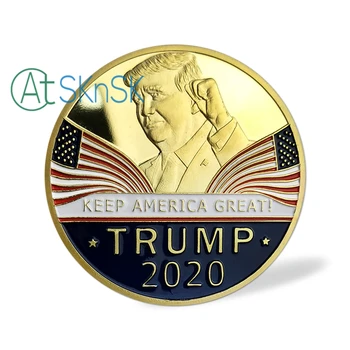 Trump 2020 m. Prezidento Perrinkimo Šūkis IŠLAIKYTI AMERIKA LABAI ! Trump Prezidento Iššūkis Monetos, Aukso Spalvos Suvenyrų Monetas