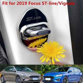 FLYJ 4pcs Automobilių Durų Užrakto Sklendė, padengti automobilių lipdukas Apsaugoti Sagtis Padengti Ford Focus Vignale/ST-line 2019 m. -2020 automobilių reikmenys