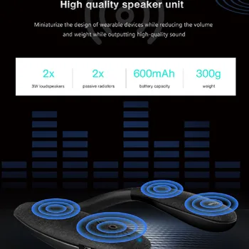 AIKSWE Bluetooth 5.0 Kaklo-Sumontuoti Nešiojamą Belaidį Bluetooth Garsiakalbį Surround Stereo Garso laisvų Rankų Su Mikrofonu Žaidimų