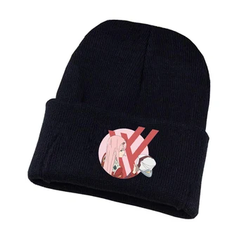 Žaidimas DARLING į FRANXX Megzti skrybėlę Cosplay skrybėlę Unisex Spausdinti Suaugusiųjų Atsitiktinis Medvilnės skrybėlę paaugliams žiemos Megzti Dangtelis