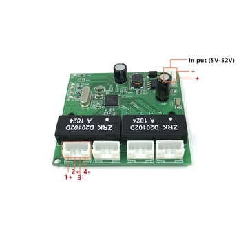 Pramoninės klasės platus temperatūros mažo galingumo 4 port laidų splitter 10/100Mbps mini pin tipas mikro tinklo jungiklis modulis
