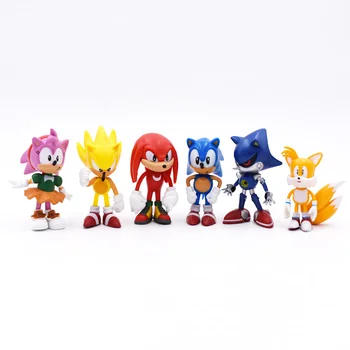 6Pcs/Daug Sonic Duomenys Žaislas Sonic the hedgehog Anime Pav Žaislai Vaikams Gyvūnų, Žaislų Rinkinys Pupets Nemokamas Pristatymas