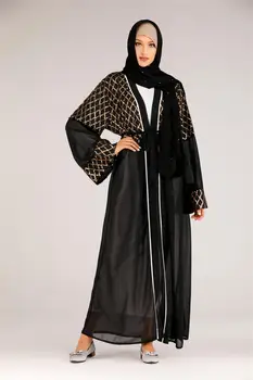 Moteris Juoda Abaja Kimono Hijab Musulmonų Suknelė Turkijos Islamo Drabužių Kaftan Caftan Maroc Skraiste Soiree Grote Maten Dames Kleding
