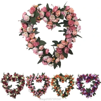 Dirbtinės Gėlės Širdies formos rožių Vainikas Pavasario Vainiką Lauke, už Durų D17 20 Dropshipping