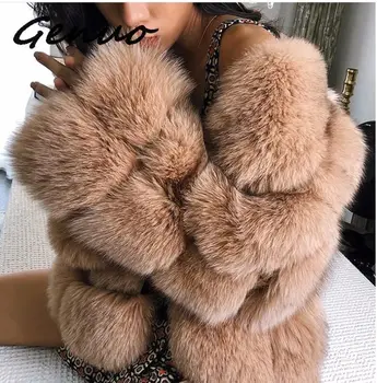 Genuo Naujas 2019 M. Rudenį, Žiemą Naujas Dirbtiniais Kailiais Kailis Ilgas Skyriuje Susiuvimo Fox Fur Coat Didelio Dydžio Paltas