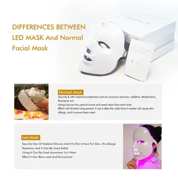 7 Spalvų LED Veido Kaukė Photon Led korėjos Fotonų Terapija Veido Kaukė Mašina, Šviesos Terapija Spuogų, Raukšlių Šalinimas Grožio Led Kaukė