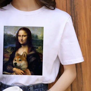 Camiseta divertida de la Mona Lisa para mujer, camiseta de moda de verano, pantalón corto savaiminio de manga corta para mujer, ca