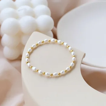 RIANCY Mados Natūralių Gėlavandenių baltųjų Perlų Apyrankės 5-6mm Ryžių formos Papuošalai Moterims vestuvių dovana