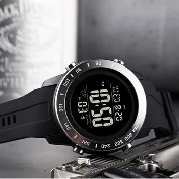 SKMEI 1524 Mados Silikono Sporto Laikrodžiai Didelis Ciferblatas Skaitmeninių Laikrodžių atsparumas Vandeniui LED vyriški Elektroniniai Laikrodžiai Chrono Signalizacijos