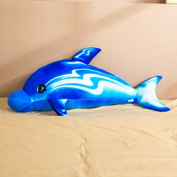 Dropshipping 1 vnt 75-110cm Spalvinga Vaivorykštė Jūrų gyvybės Delfinų Pliušiniai Žaislai, Minkšti iškamša Bangininis ryklys Lėlės Kūrybos Dovana