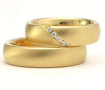 Aukščiausios kokybės custom made jo ir autorystė geltonos aukso spalvos sveikatos titano vestuvinių žiedų rinkinių poroms santuokos sąjungas