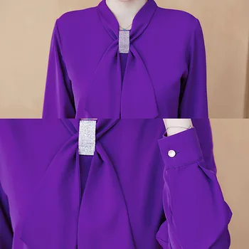 Moteriški Viršūnes Ir Palaidinės 2021 Ponios Viršūnes Šifono Palaidinė Lankas Kietas Blusas Femininas Marškinėliai Moterims Topai Plus Size Black 8053 50