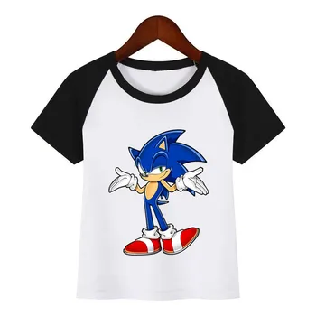 Berniukų, Mergaičių, Sonic The Hedgehog Juokingi marškinėliai Vaikams Vasarą, O-Kaklo Viršūnes Vaikams, Cartoon Marškinėlius vaikiški Drabužiai