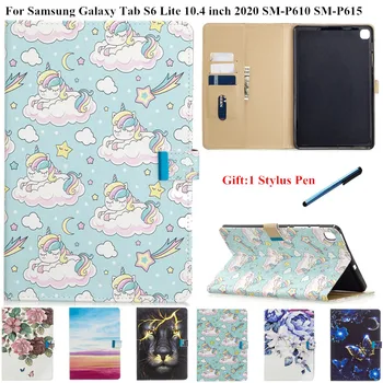 Mados Gėlių Drugelis Dažytos PU Odos Planšetinio kompiuterio Dangtelis Apsaugos Atveju Galaxy Tab S6 Lite 10.4