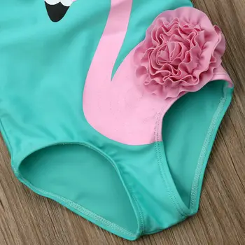 Vasaros Bamblys Baby Girls Bikini Vaikai Flamingo vientisi maudymosi Kostiumėliai, 3D Gėlių maudymosi kostiumėlį Paplūdimio Maudymosi Kostiumą Drabužių 6M-5Y