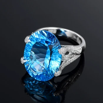 Spalva Kubinis Cirkonis Hiperbolė Ovalo Formos Mėlynos Spalvos Kristalų Vestuvinį Žiedą, Moterims, Dovana Big Blue Akmens Žiedai Moterims Kubinių Zirconia Žiedas