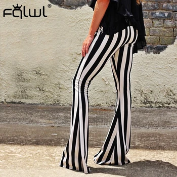 FQLWL Atsitiktinis Zebras Spausdinti Pločio Kojų Kelnės Moterims Bell Apatinio Aukšto Juosmens Liesas Flare Kelnės Moteriška Rudens Streetwear Kelnės Moterims