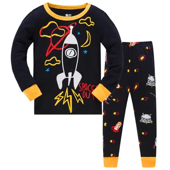 Kūdikių Berniukų Raketų Pižama Komplektas, Vaikų Drabužiai Sleepwear 2020 Prekės Animacinių Filmų Drabužius Bamblys Ilgomis Rankovėmis Medvilnės Pavasario Pijamas